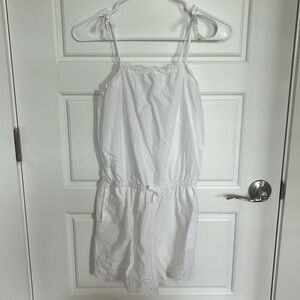 White gap romper youth size large with flower pattern